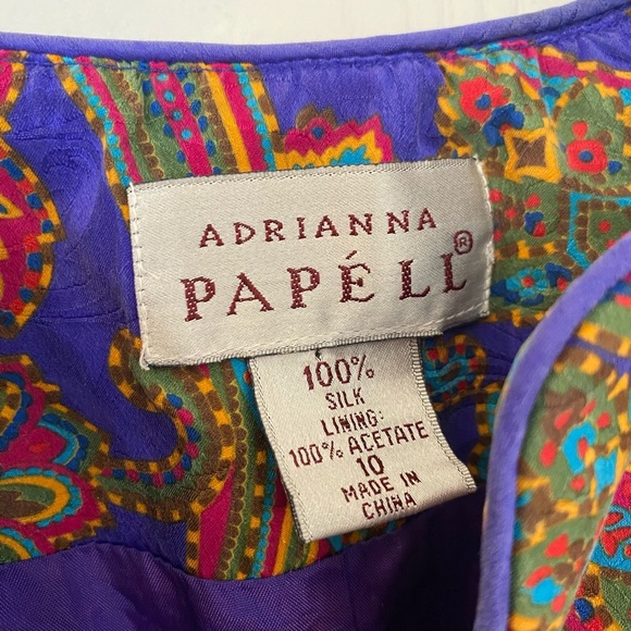 Adrianna Papell Womens Vintage 90s Silk Paisley Button Down Top - Picture 6 of 8